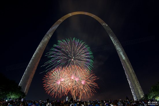 The Gateway Arch frames 4th of July fireworks