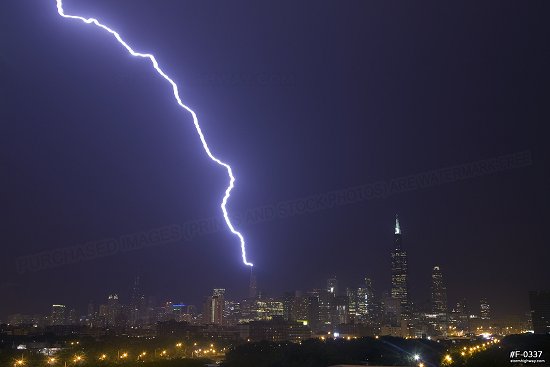Lightning strikes the Trump Tower in Chicago Chicago, Illinois