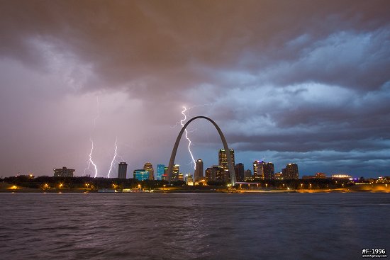 Storm at dusk over downtown