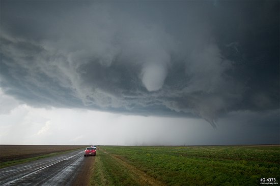 Contorted tornado develops near Dodge City, Kansas
