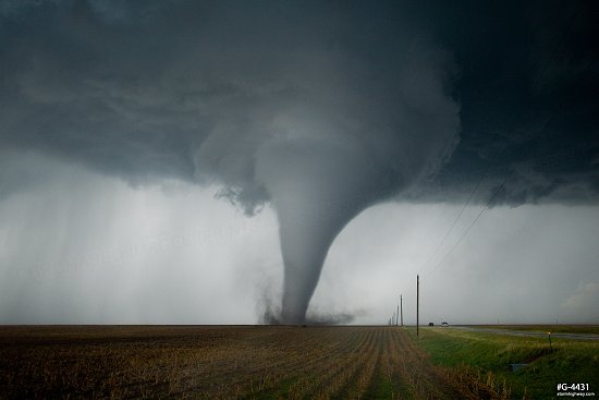 Classic gray tornado near Dodge City, Kansas