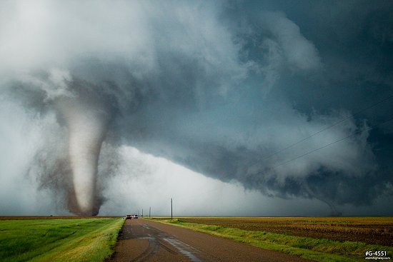 Two tornadoes at the same time near Dodge City, Kansas