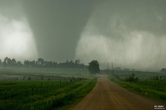 A long-lived EF4 tornado heads for a road crossing near Solomon, Kansas