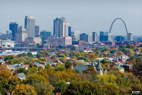 St. Louis skyline with fall colors