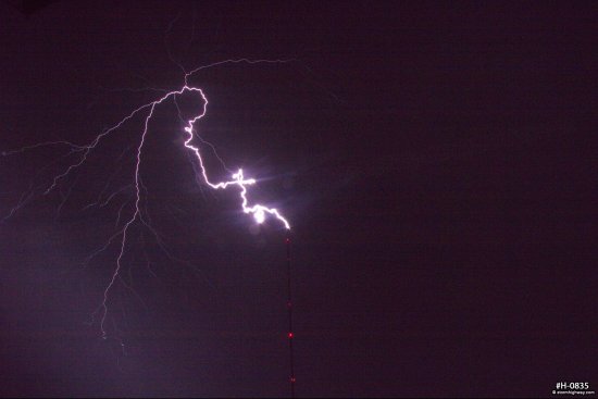 Upward lightning strikes a tower at Eagle, Nebraska