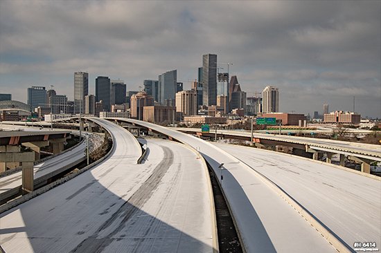 Deserted Houston, TX icy highways