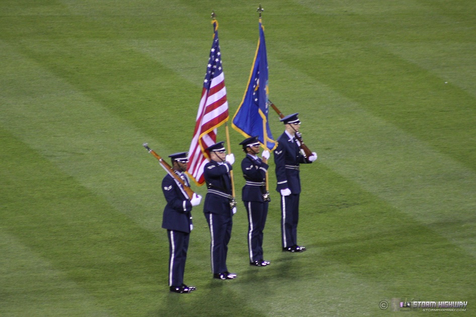 Scott AFB personnel during National Anthem
