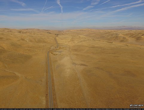 San Andreas Fault aerial view along Bitterwater Road near Annette, CA