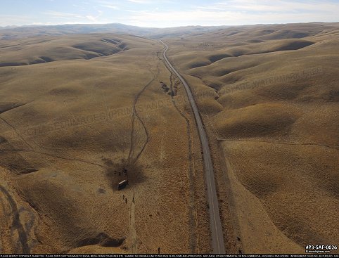 San Andreas Fault aerial view along Bitterwater Road near Annette, CA