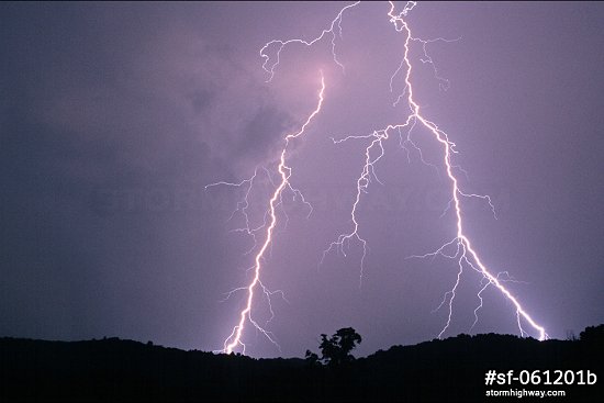 Lightning over rural Appalachian foothill country near Sandyville, WV