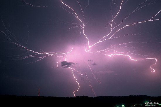 Lightning fills the sky over rural Putnam County in Teays Valley, WV