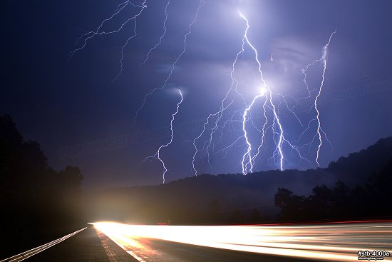 Lightning over Appalachian highway