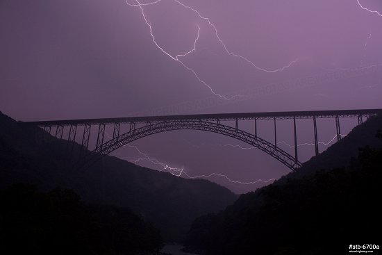 New River Gorge Bridge lightning composite