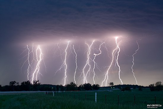 Lightning barrage at sunset over northeastern Oklahoma