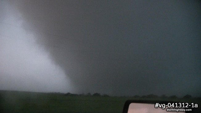 Wide but weak tornado near Cooperton, Oklahoma