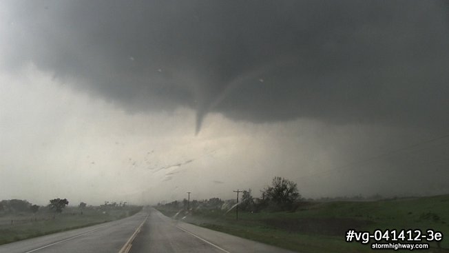 Tornado near a road in northwestern Oklahoma