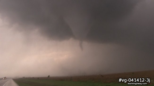 Tornado near a road in northwestern Oklahoma