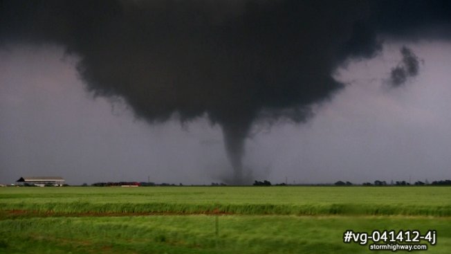 Classic tornado and wall cloud in northwestern Oklahoma