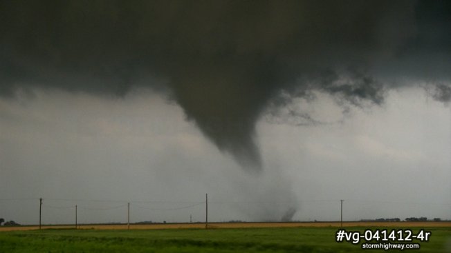 Classic tornado and wall cloud in northwestern Oklahoma