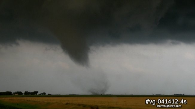 Classic tornado and wall cloud in northwestern Oklahoma