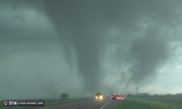 Selden, Kansas tornado on highway