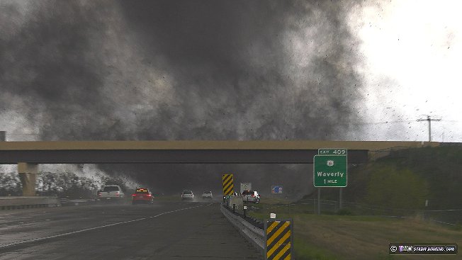 Waverly tornado crossing Interstate