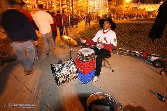 Performing drummer